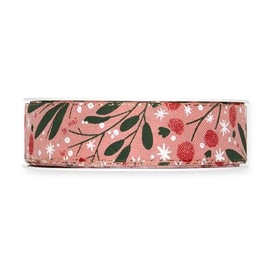Druckband Misteln 25 mm 18 Meter blush rose 123