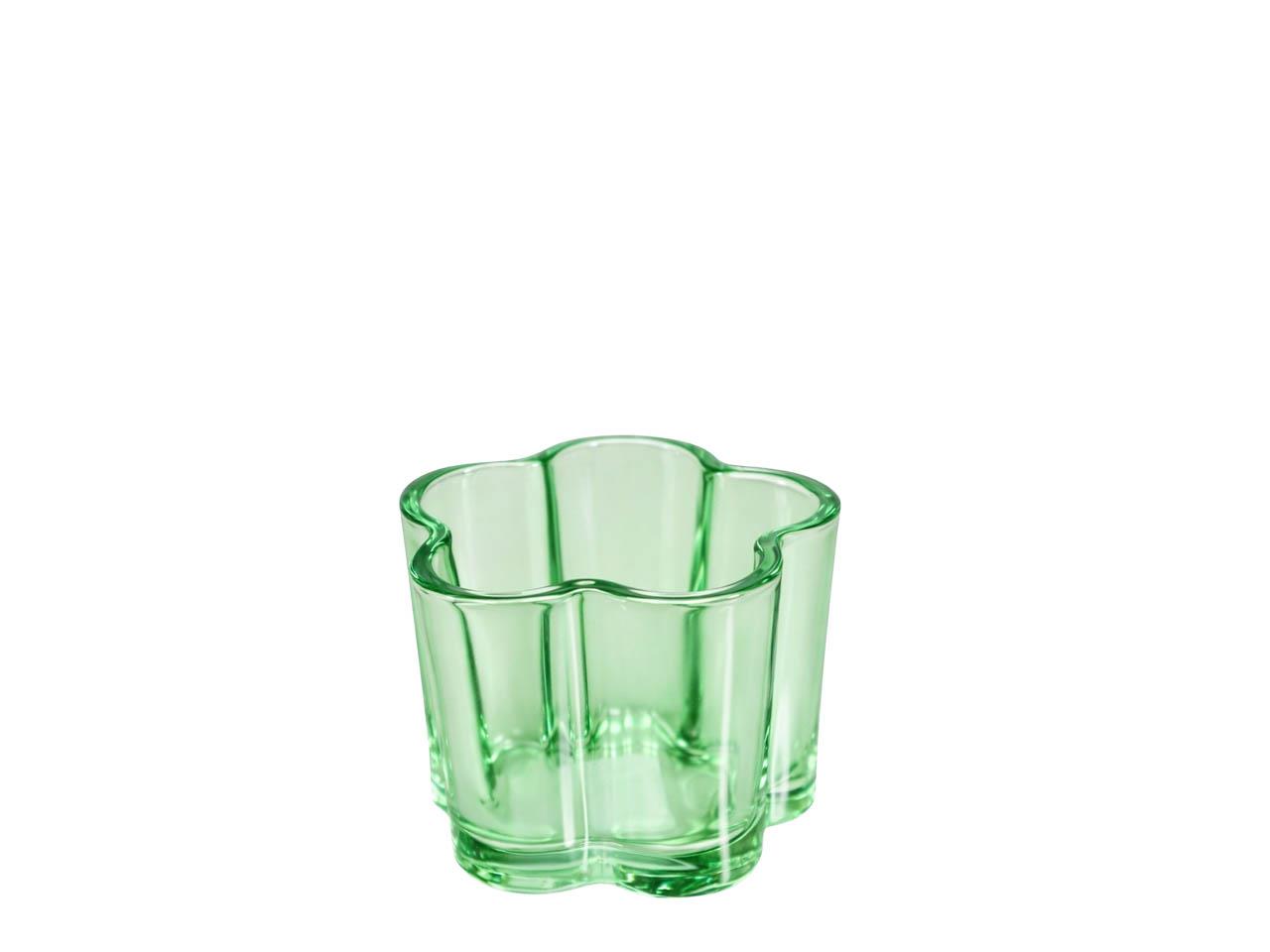 Glasvase Blumenform grün D7,5xH6cm