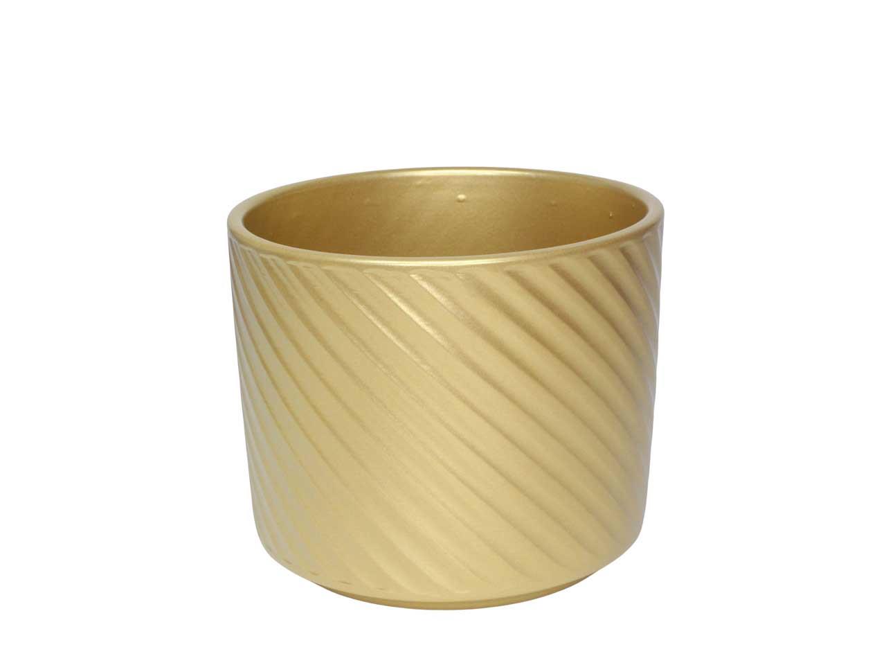 Keramikübertopf Spirelli perlgold D13cm