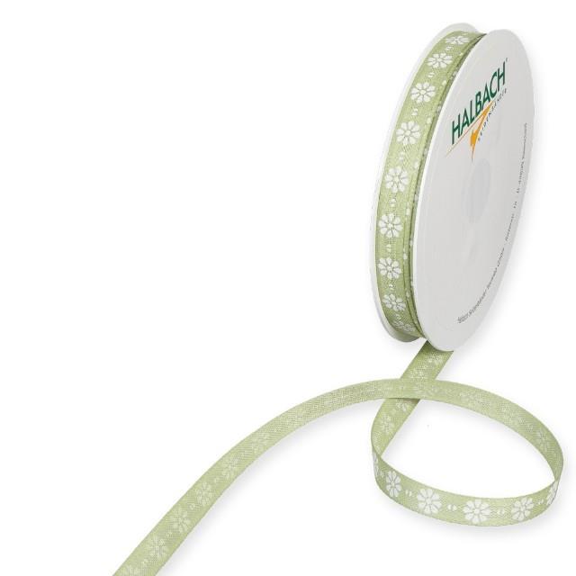 Druchband Blümchen 10 mm 20 Meter pale green 290