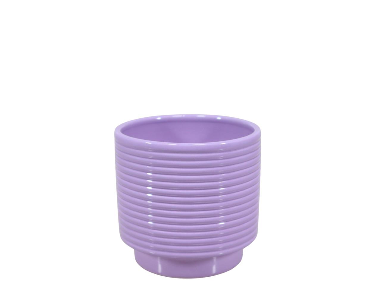 Cylindroübertopf m. Fuß Rings Keramik lavendel-lasur 10,5cm