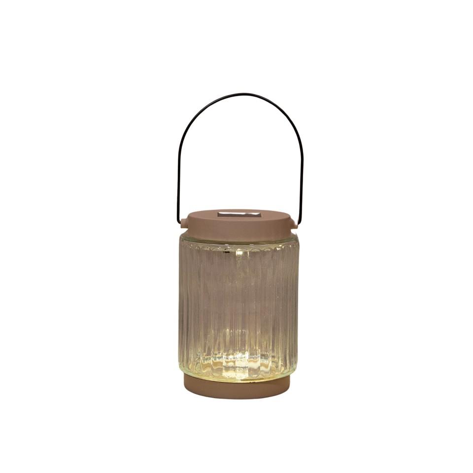 Solarlaterne -Sebastian- Glas m. 1LED 12x8,5 cm sand