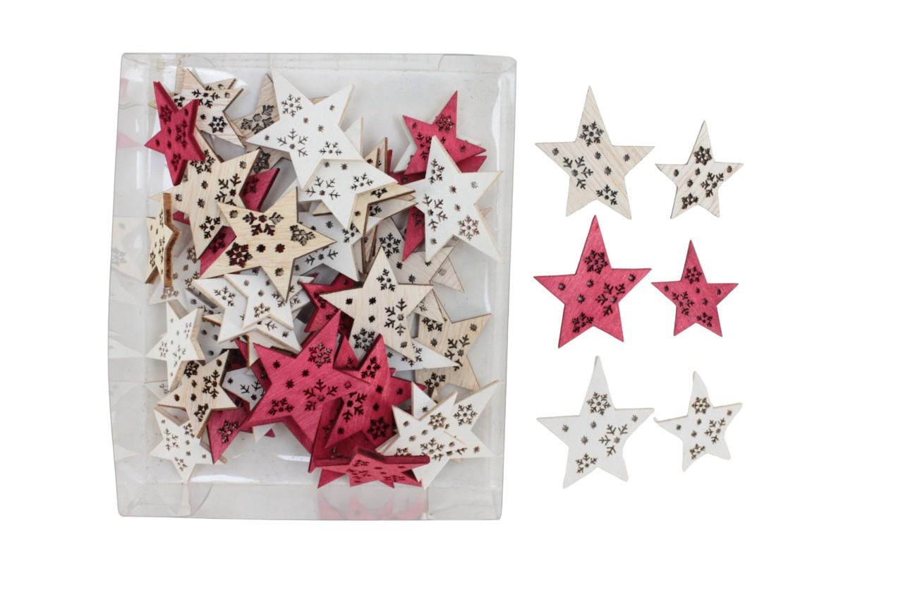 Streuer Stern Lawino 4-3 cm rot-natur-weiss sort.