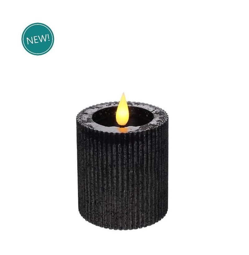 Kerze LED Rustic D 7 cm H 7,5 cm schwarz