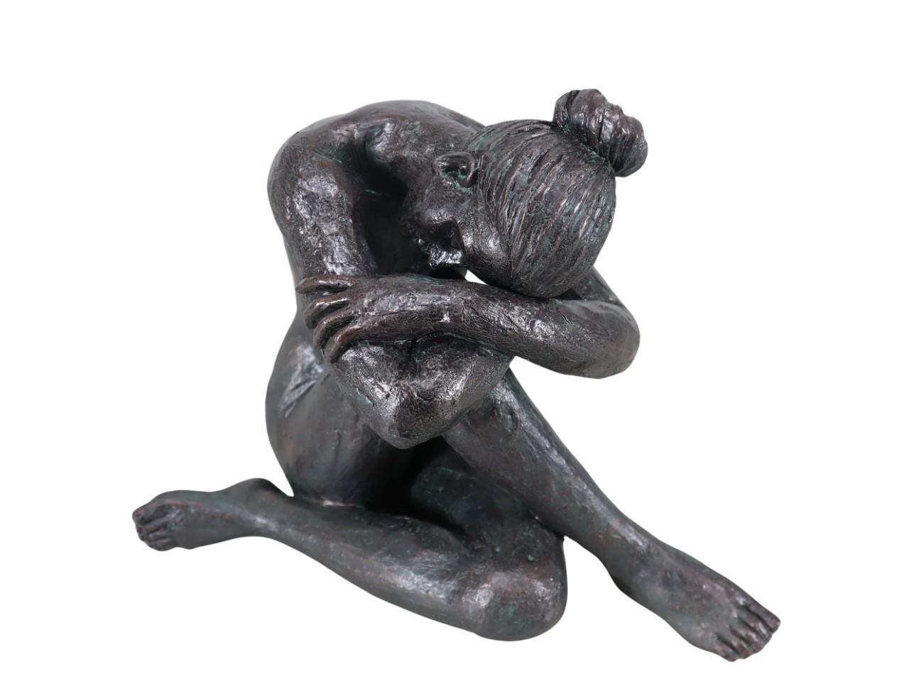 Frau nachdenkend Polyresin bronze D35,5xH30cm