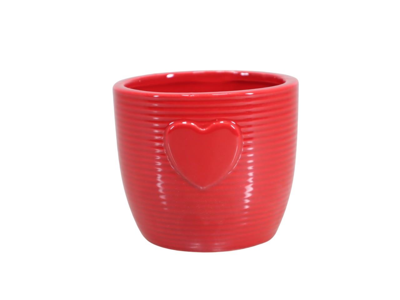 Übertopf Keramik mit Herz rot D11x9cm
