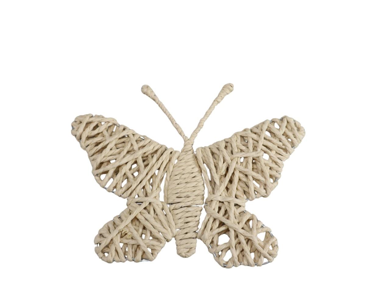 Schmetterling Papierkordel natur-hell D25x20cm