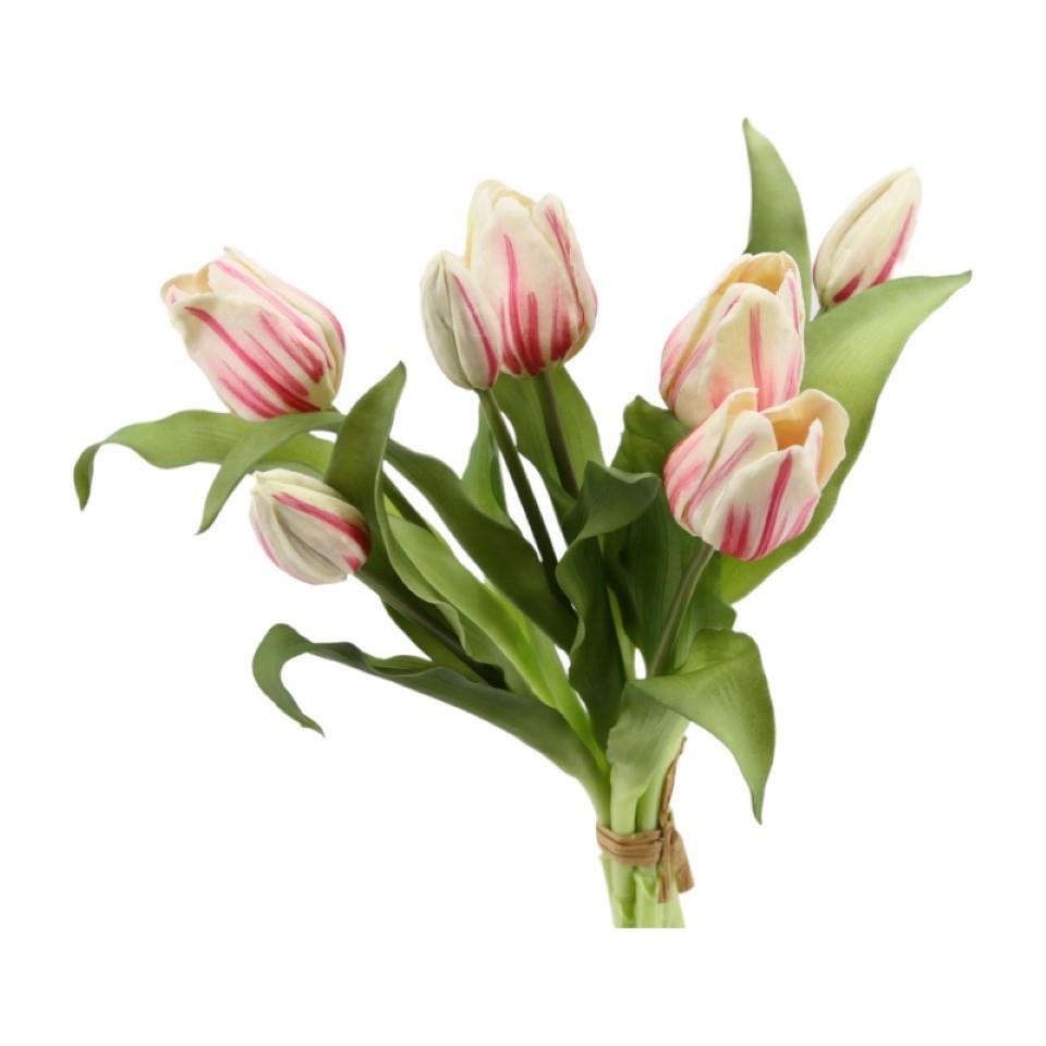 Tulpenbund 7 Blüten soft touch creme-pink H30cm