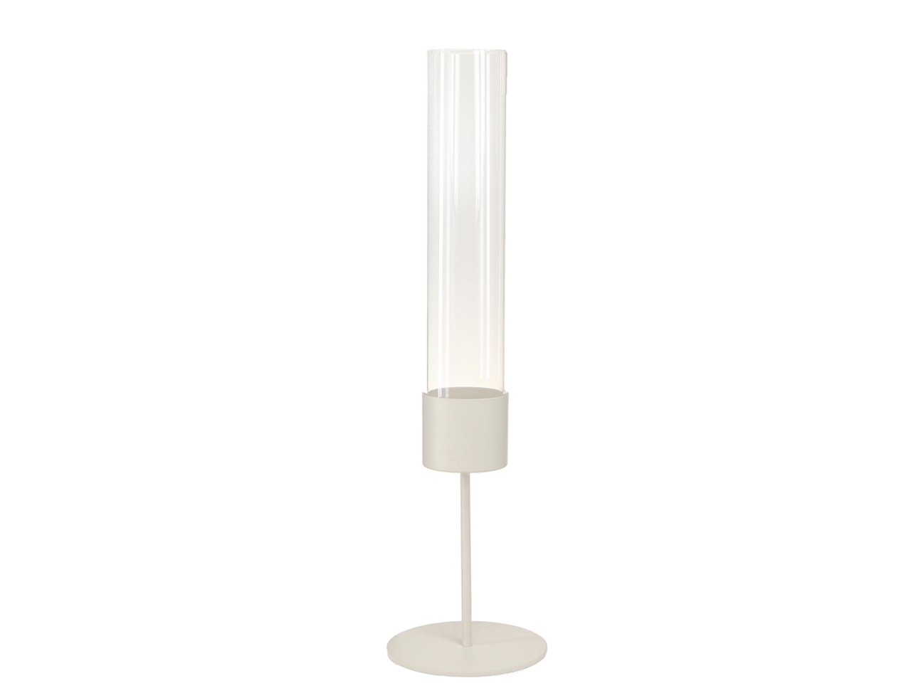 Stabkerzenhalter Metall creme m. Glasröhre Ø10xH44cm