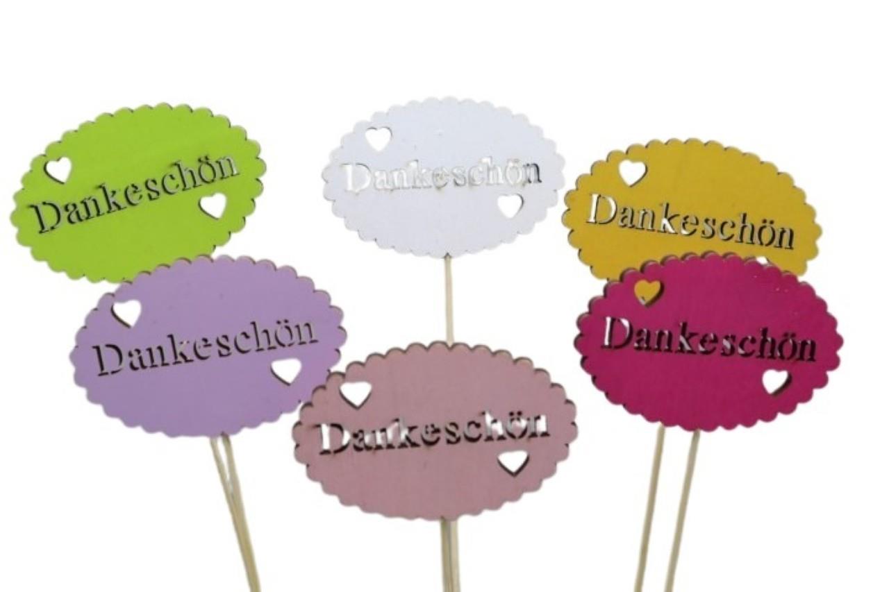 Stecker Dankeschön farbmix Holz D9x6xH29cm