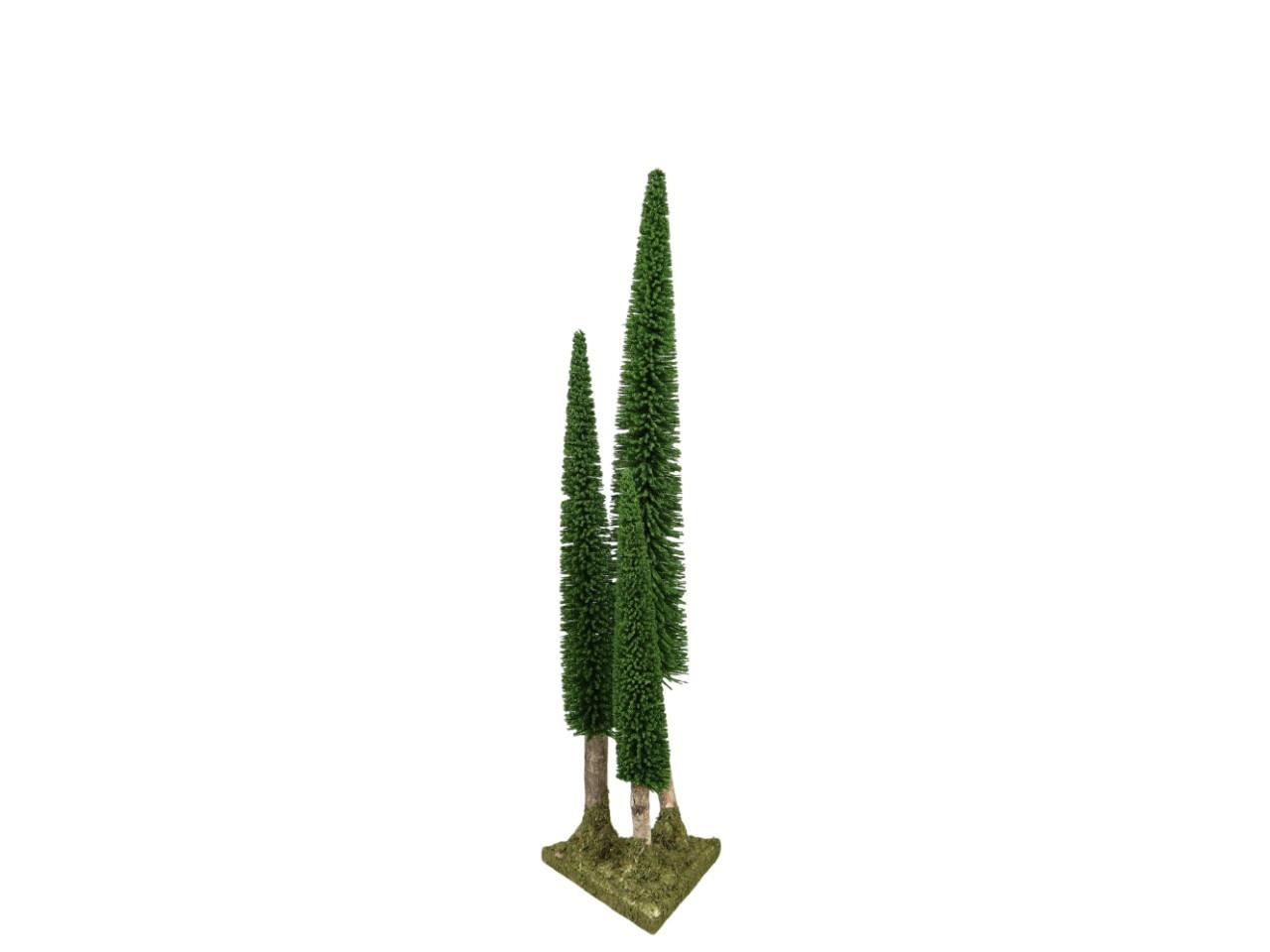 Tannenbaum 3-fach Kunststoff grün Holzstamm H68/53/40cm