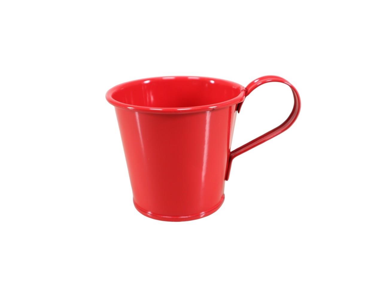 Tasse m. Stabkerzenhalter Metall rot D7cm