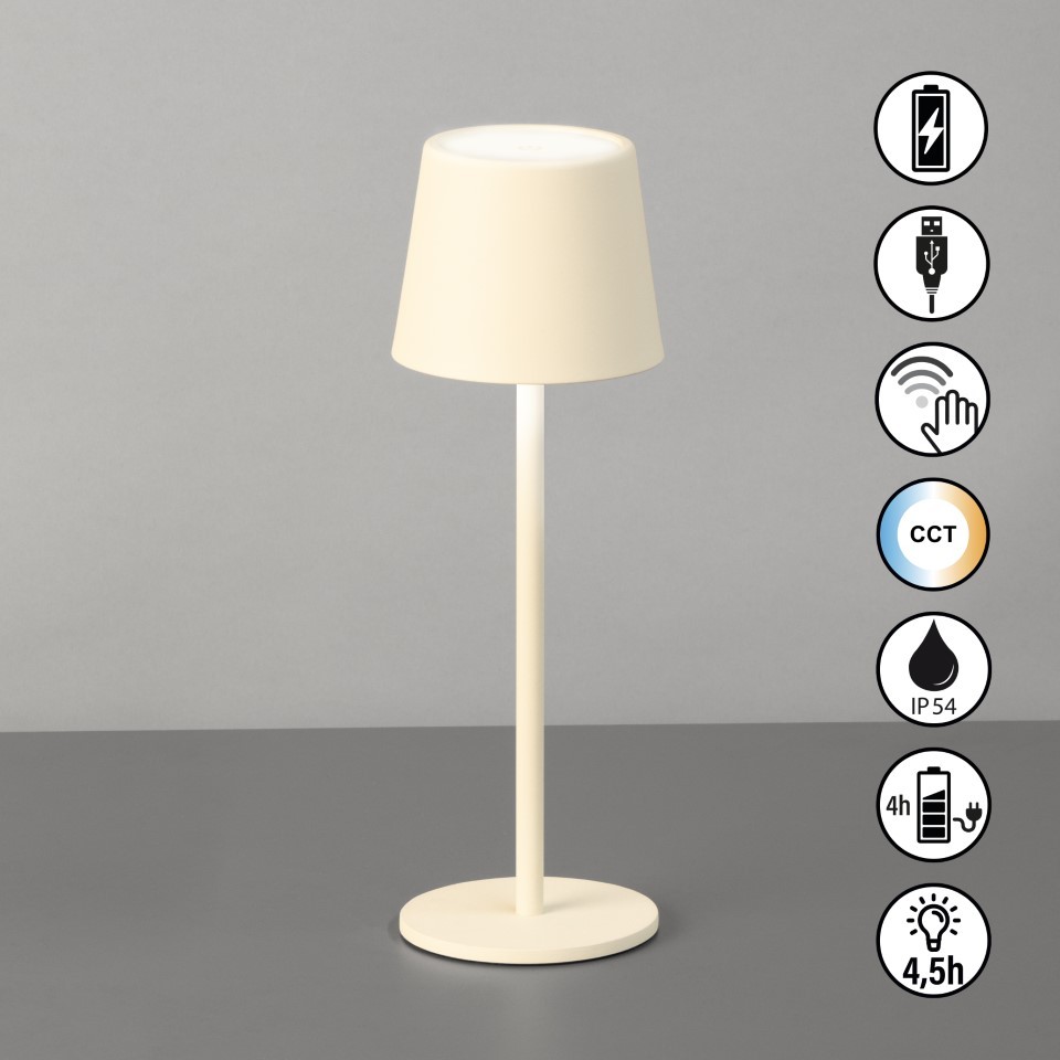Tischleuchte ROXI sandbeige D9 H27,5cm NETTO