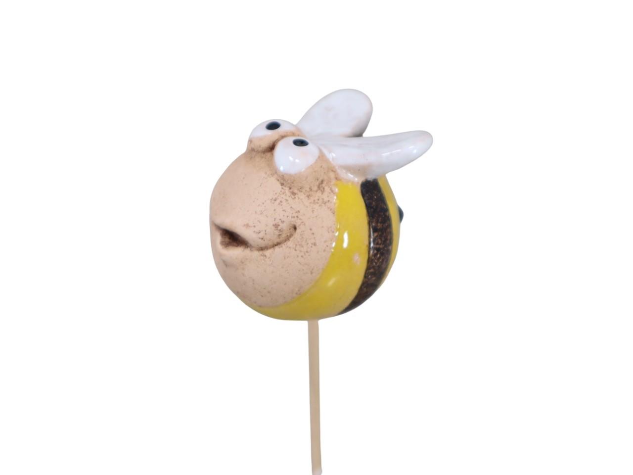 Bienenstecker Keramik gelb/schwarz-stein D5,7cm + Pin