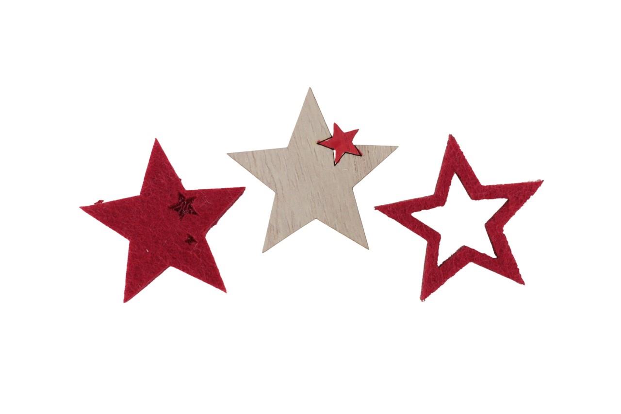 Streuer Sternenmix Paletto Holz rot D4,5cm