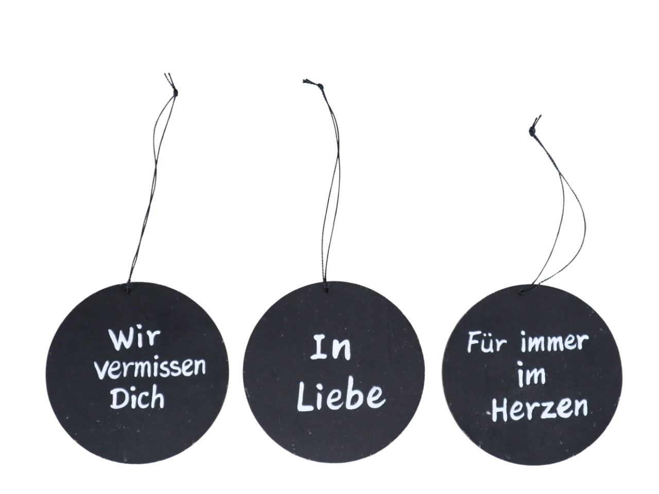 Kreis hängend m. Spruch Holz schwarz D10,2cm