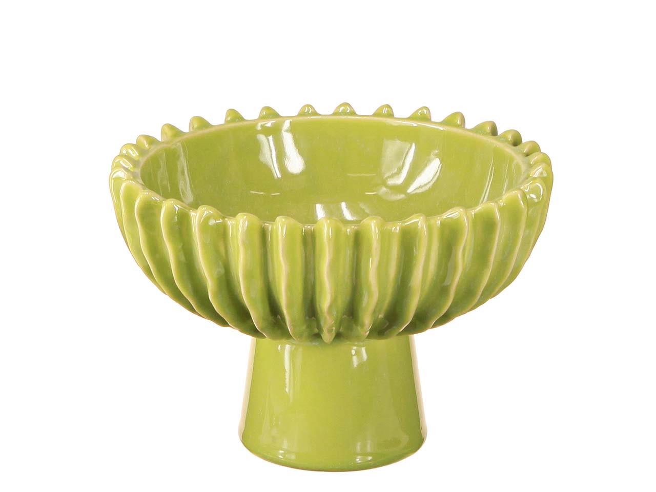 Schale m. Fuß Porzellan gelb-grün D20,5xH14cm