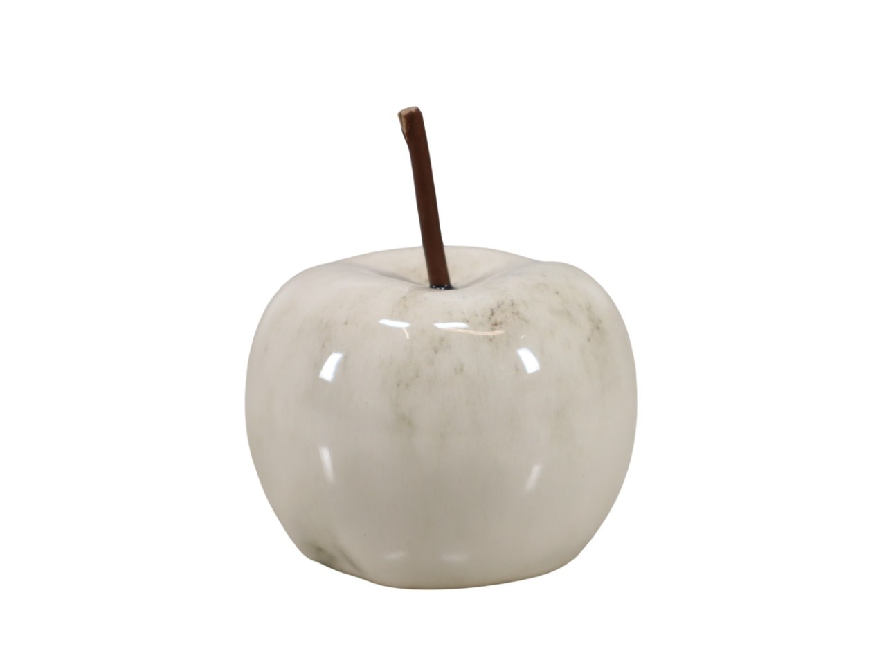 Apfel Keramik weiß-glasiert D8cm