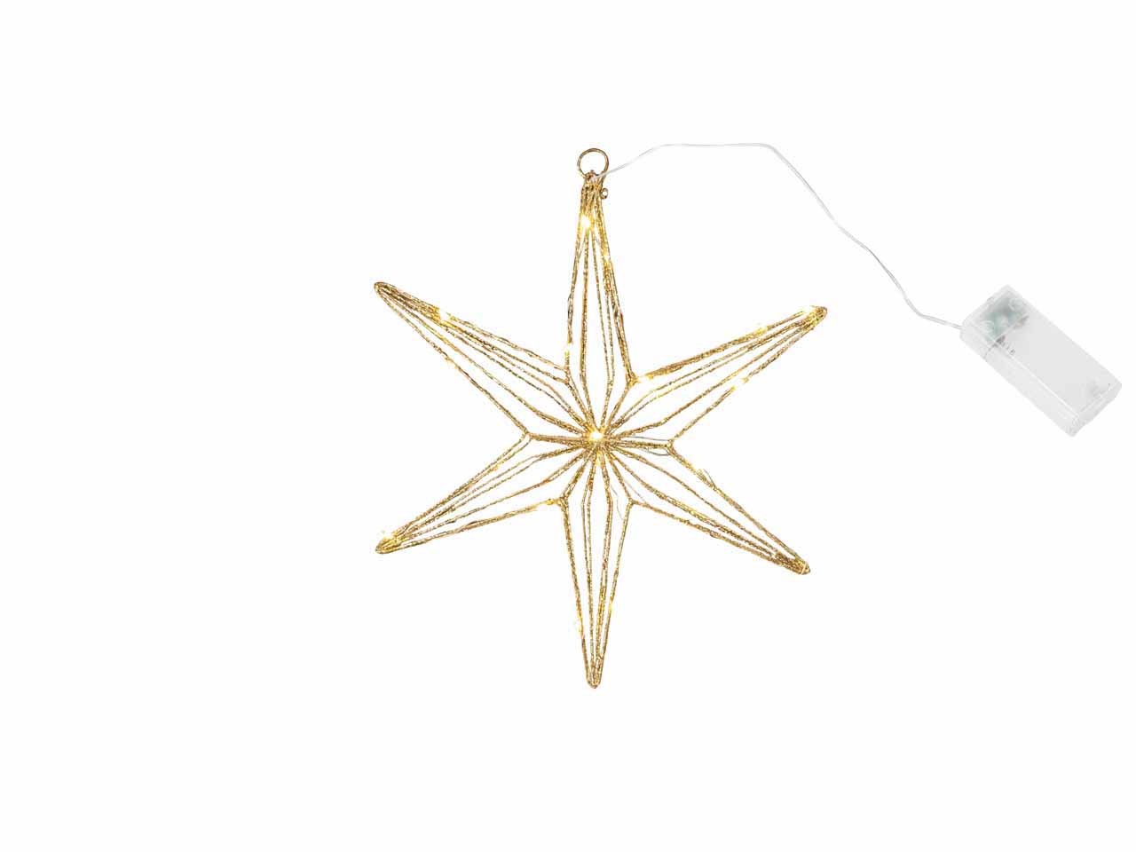 Stern hängend D20cm warmweiß Metall gold-glitzer 20LED