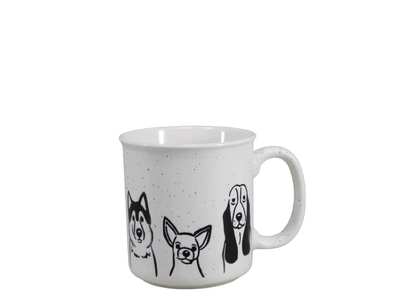 Becher Hunde weiß-schwarz D13x10xH11cm