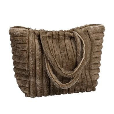 Kunstfell-Tasche ca. 52x33 cm dusky brown