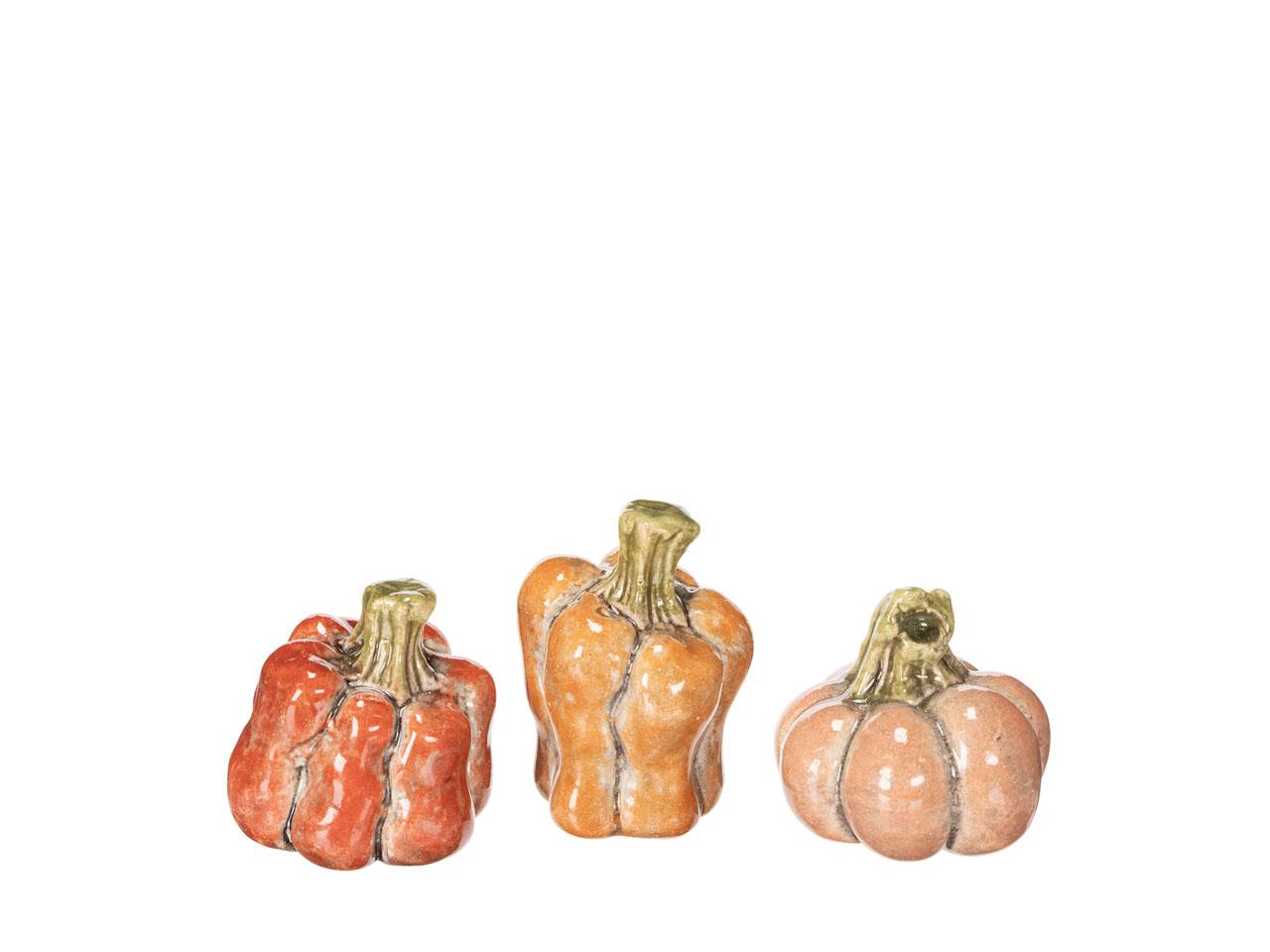 Kürbis 3 sort. Steingut orangemix H5cm
