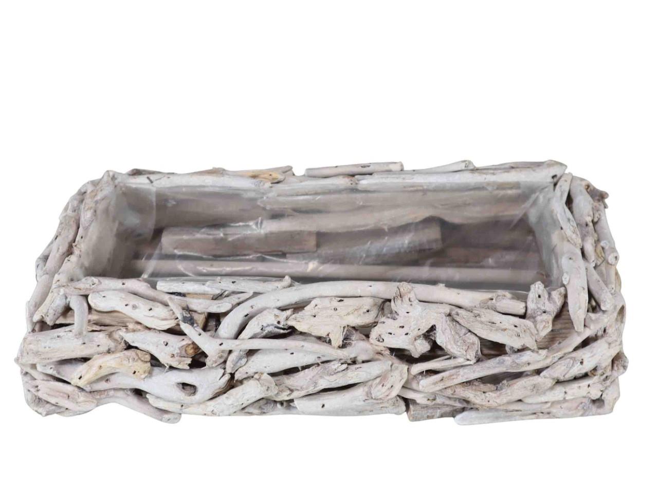 Pflanzrechteck Holzstücke white-washed L41x21cm