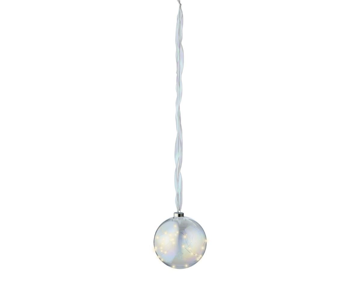 Glaskugel hängend klar iris inkl. Micro 40 LED indoor D20cm