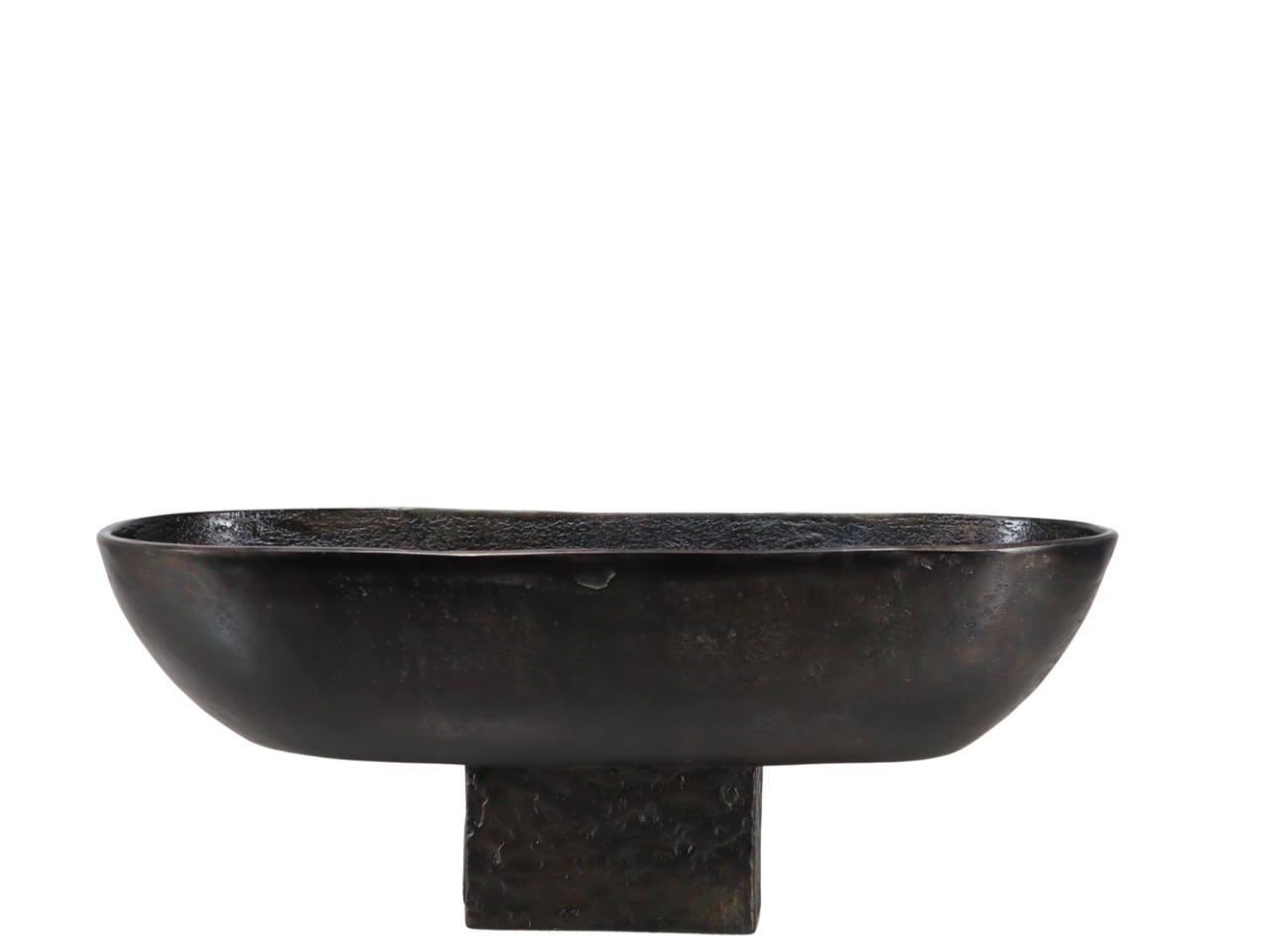 Schale mit Fuß oval Aluminium schwarz B46xH19cm
