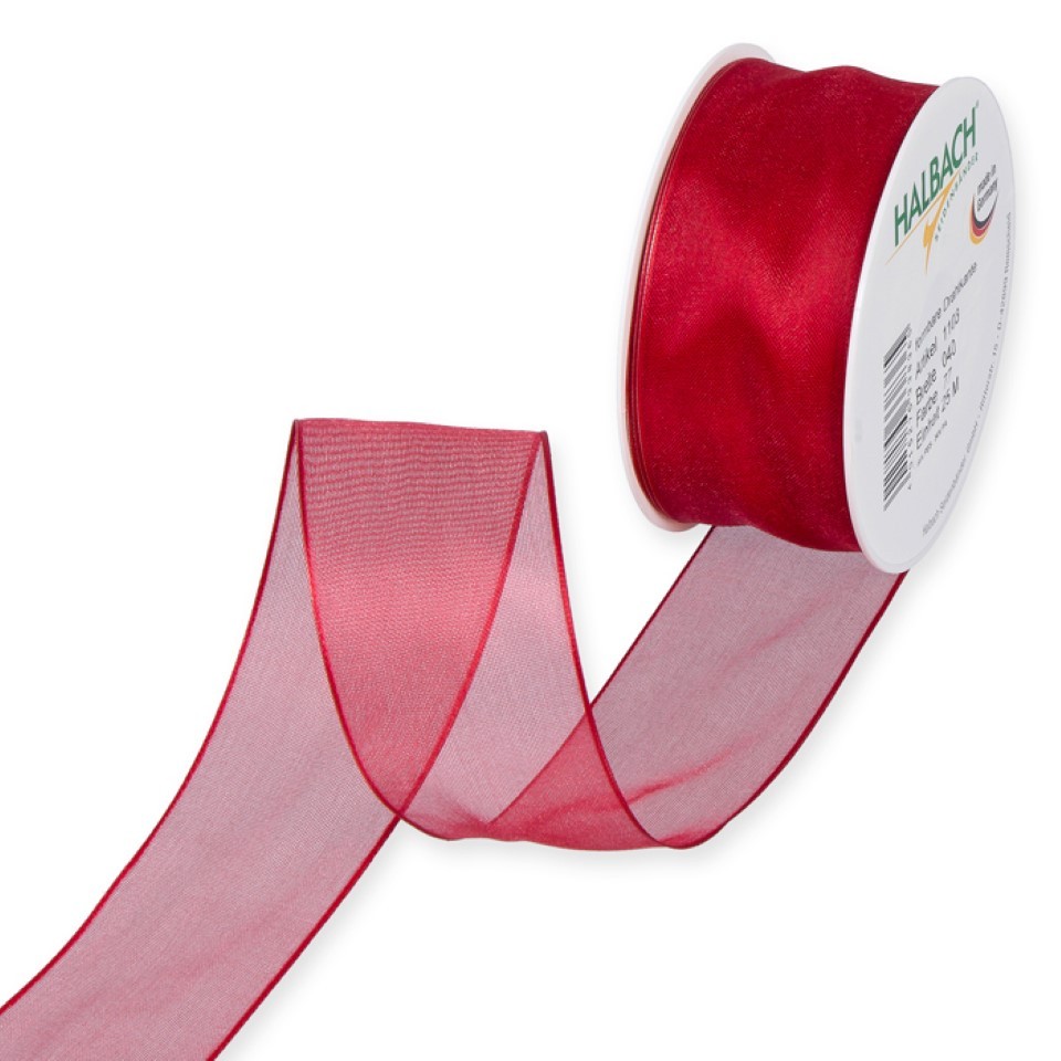Organza m.Draht 40mm rot77