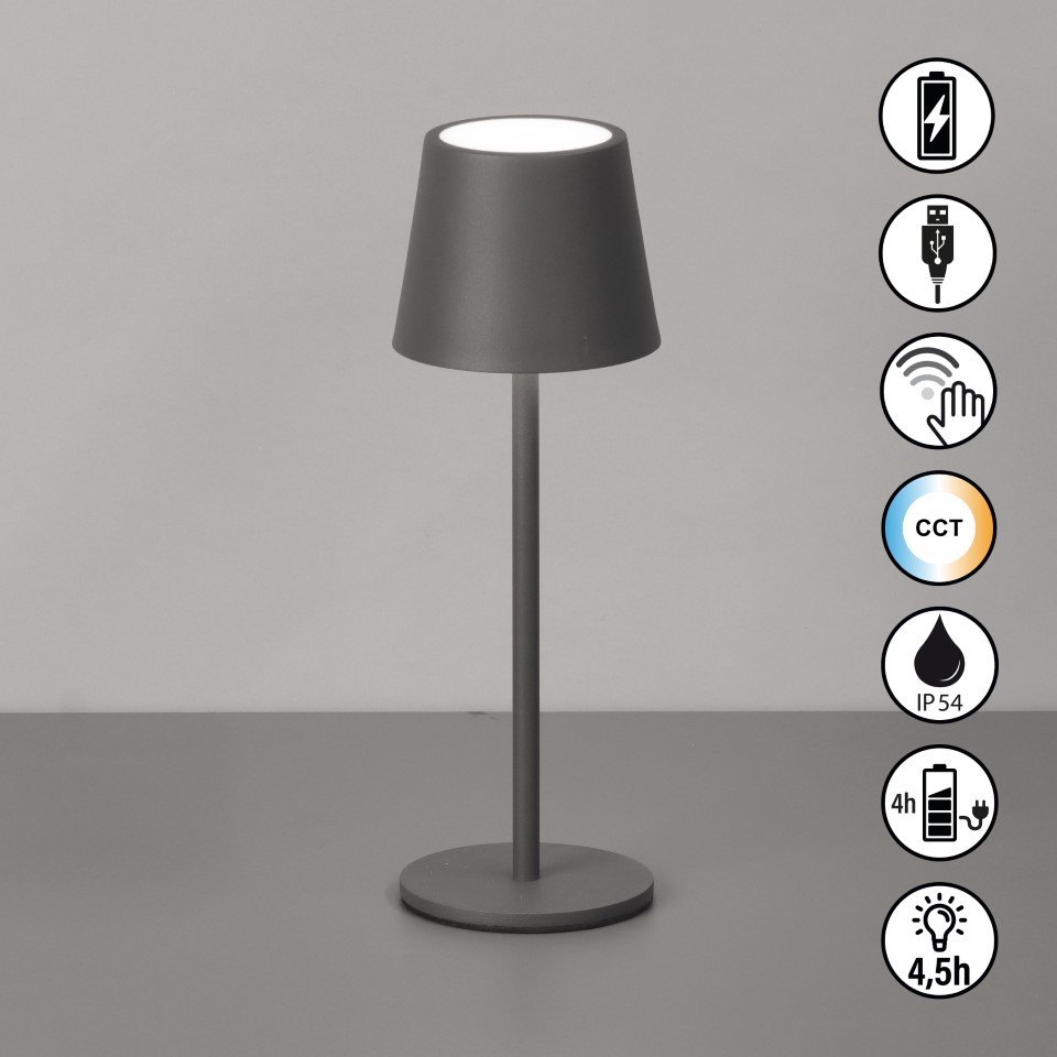Tischleuchte ROXI sandgrau D9 H27,5cm NETTO