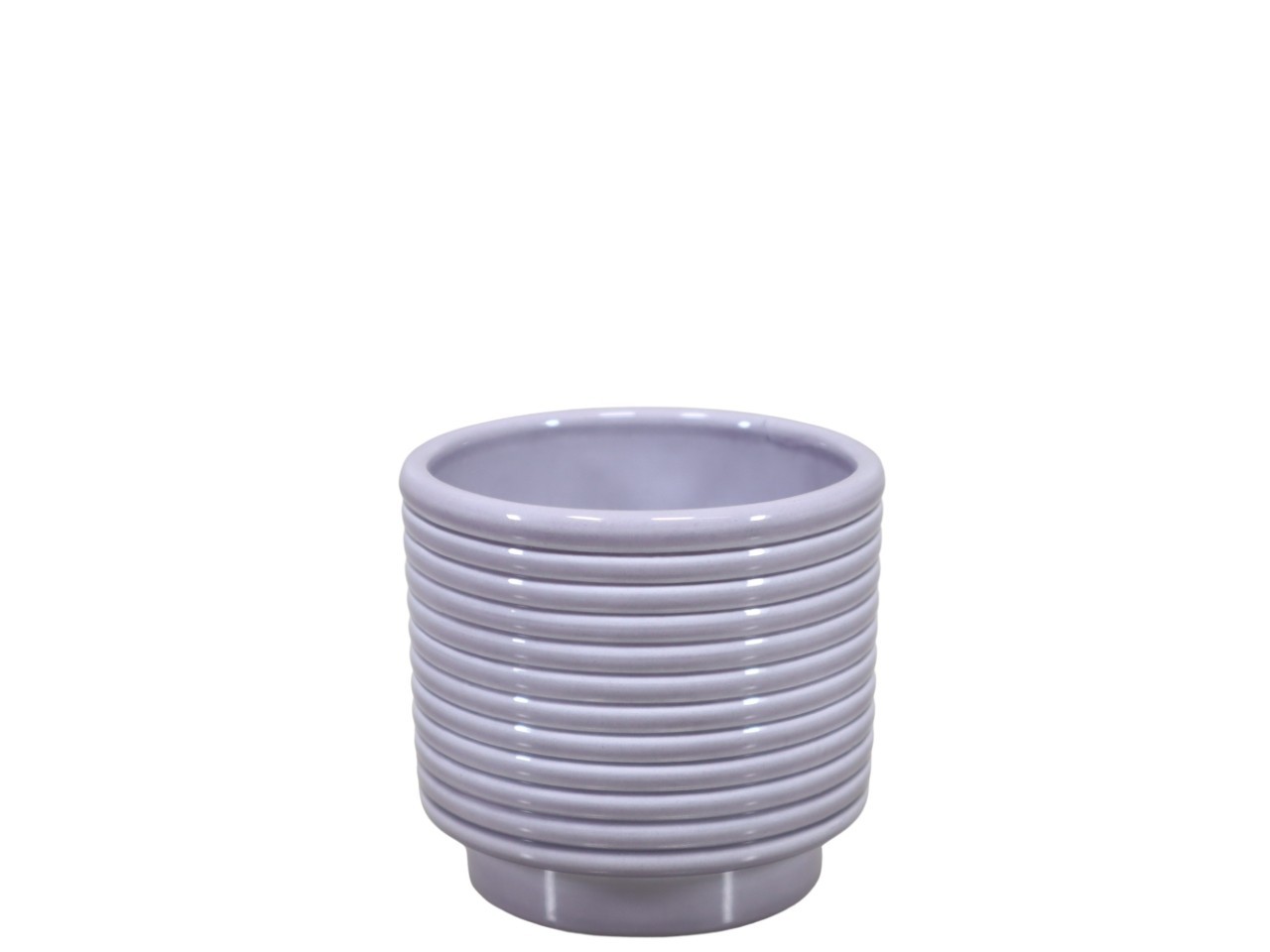 Cylindroübertopf m. Fuß Rings Keramik grau-lasur 10,5cm