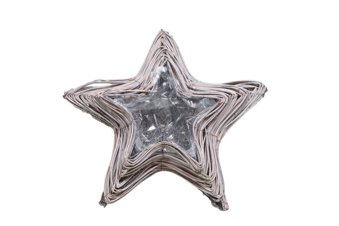 Pflanzstern Rattan gekalkt D40cm