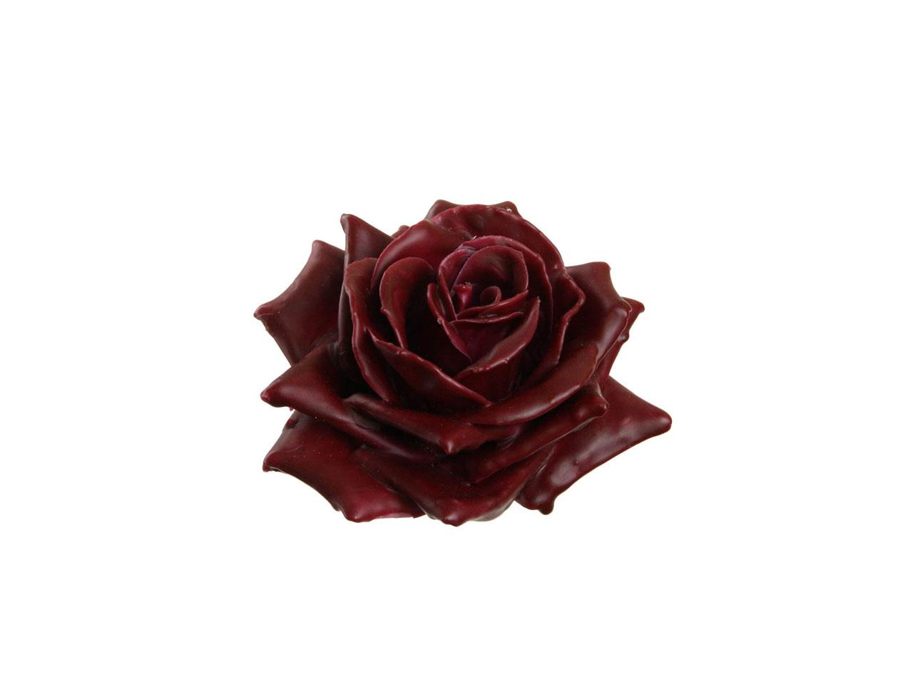 Rosenblüte Wachs 5cm burgund in Holzbox