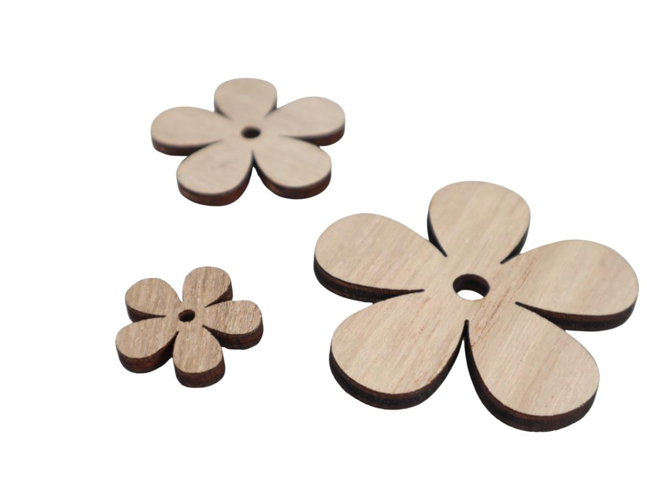 Streuer Blume Holz 3/5/7cm natur/weiß sort.