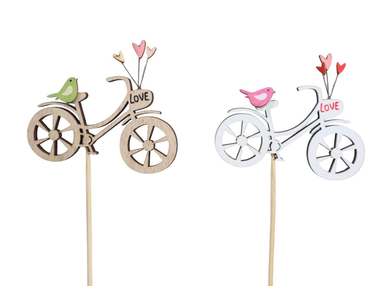 Stecker Fahrrad Love Holz weiß-natur D7,5x8cm + Pin