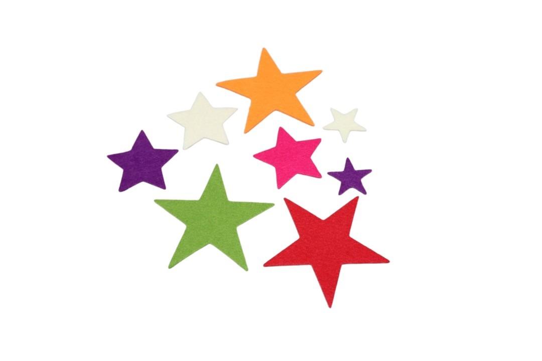 Streuer Sterne Filz farbmix sort. 8/5/3cm