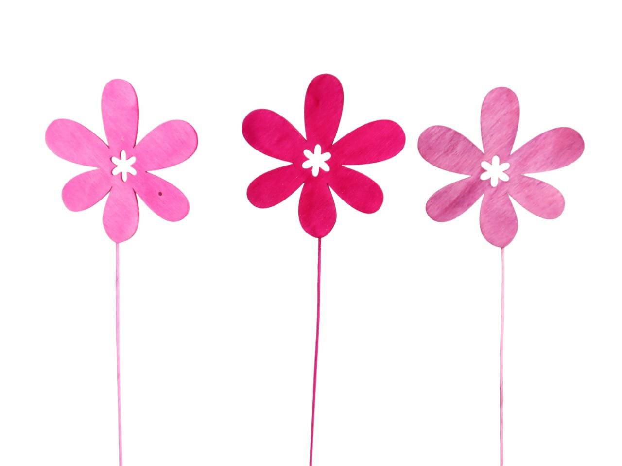 Stecker Blumen Holz rosamix 8cm + Pin