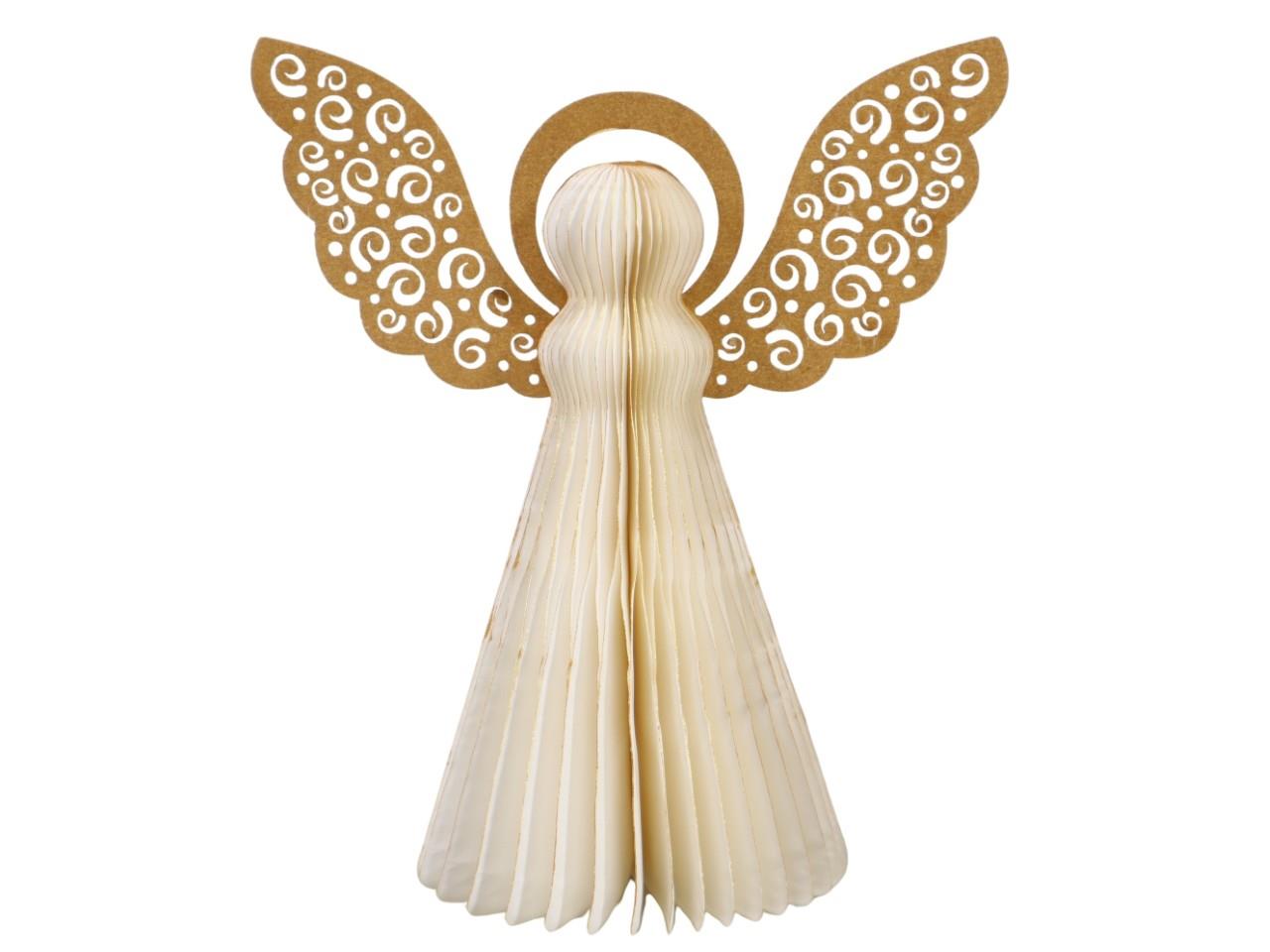 Engel stehend Papier creme-gold H30cm