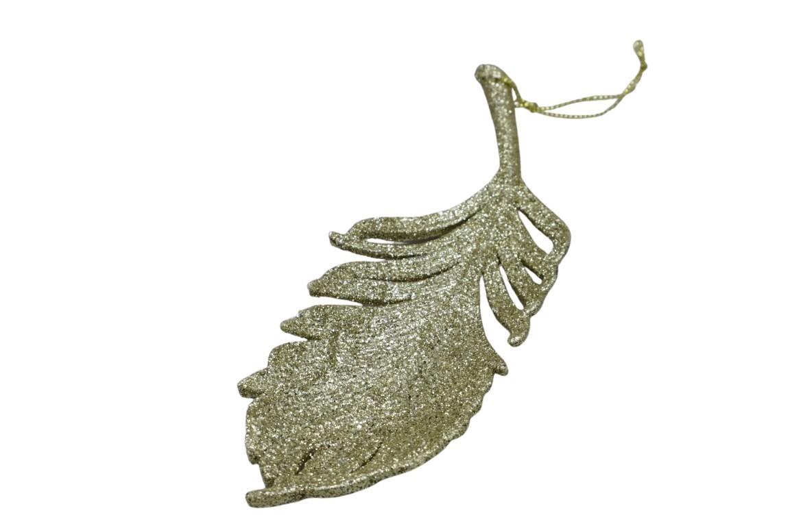 Hänger Feder Kunststoff gold-glitzer L20cm