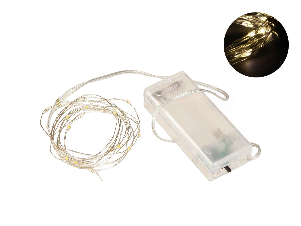 Lichterkette Draht silber LED 30Lämpchen 6 Std. Timer