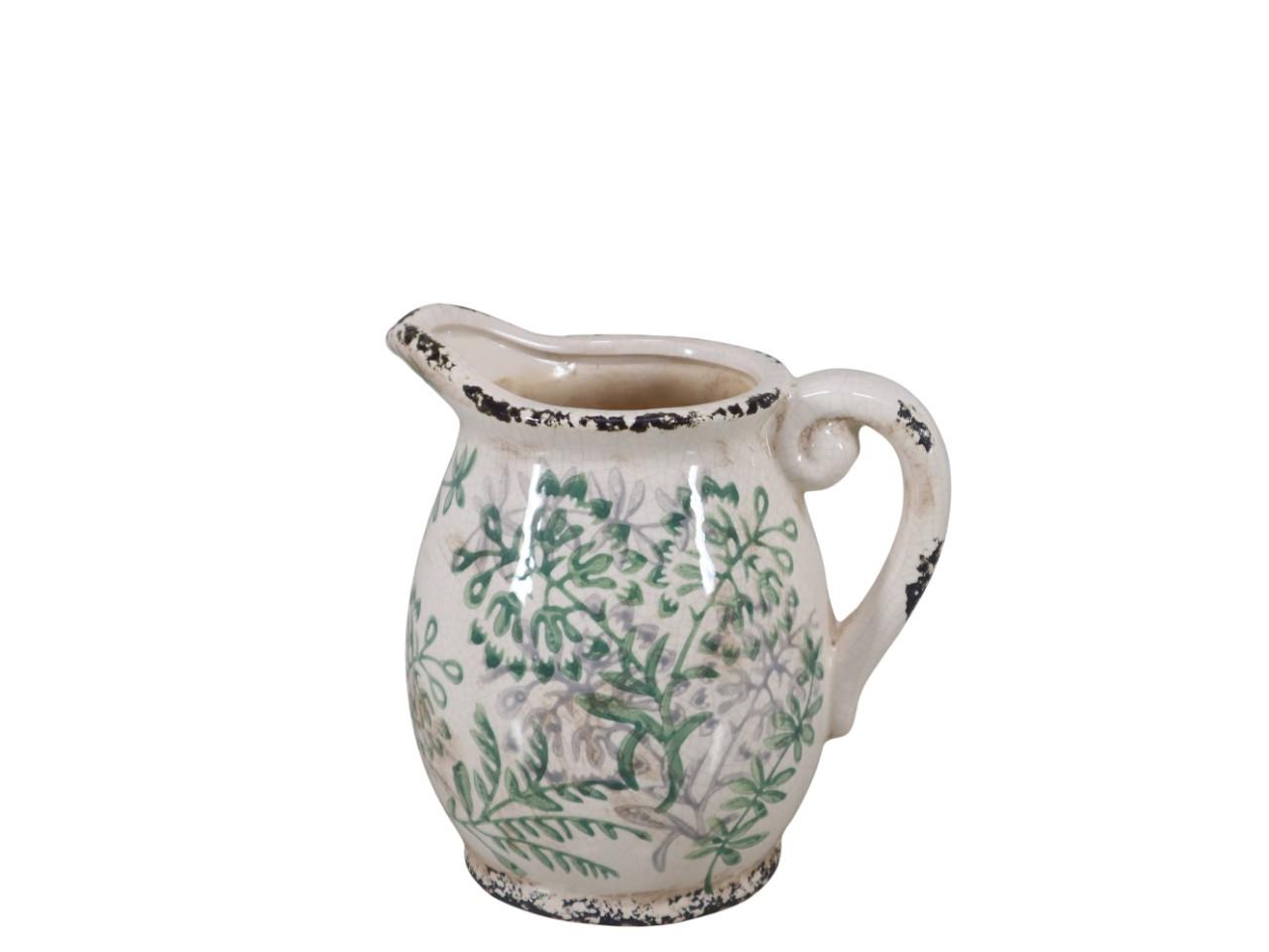 Krug Elim Blätterranke Keramik grün-weiß H16,5cm