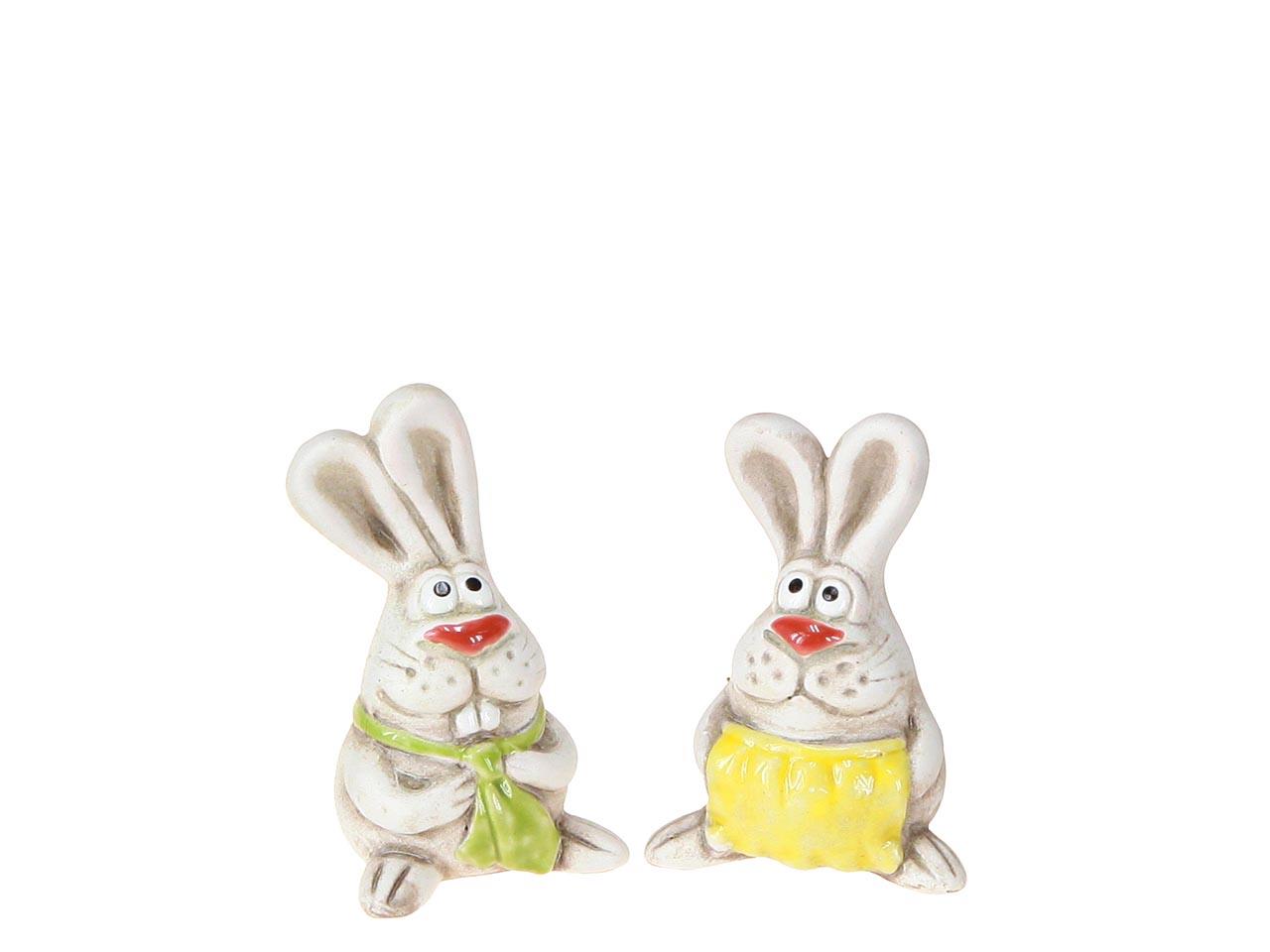 Hasenpärchen m. Schlips u. Schürze Keramik sort. H9,5cm