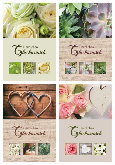 Umschlagkarten 11,5x17 cm Herzlichen Glückwunsch 4x10 Stück