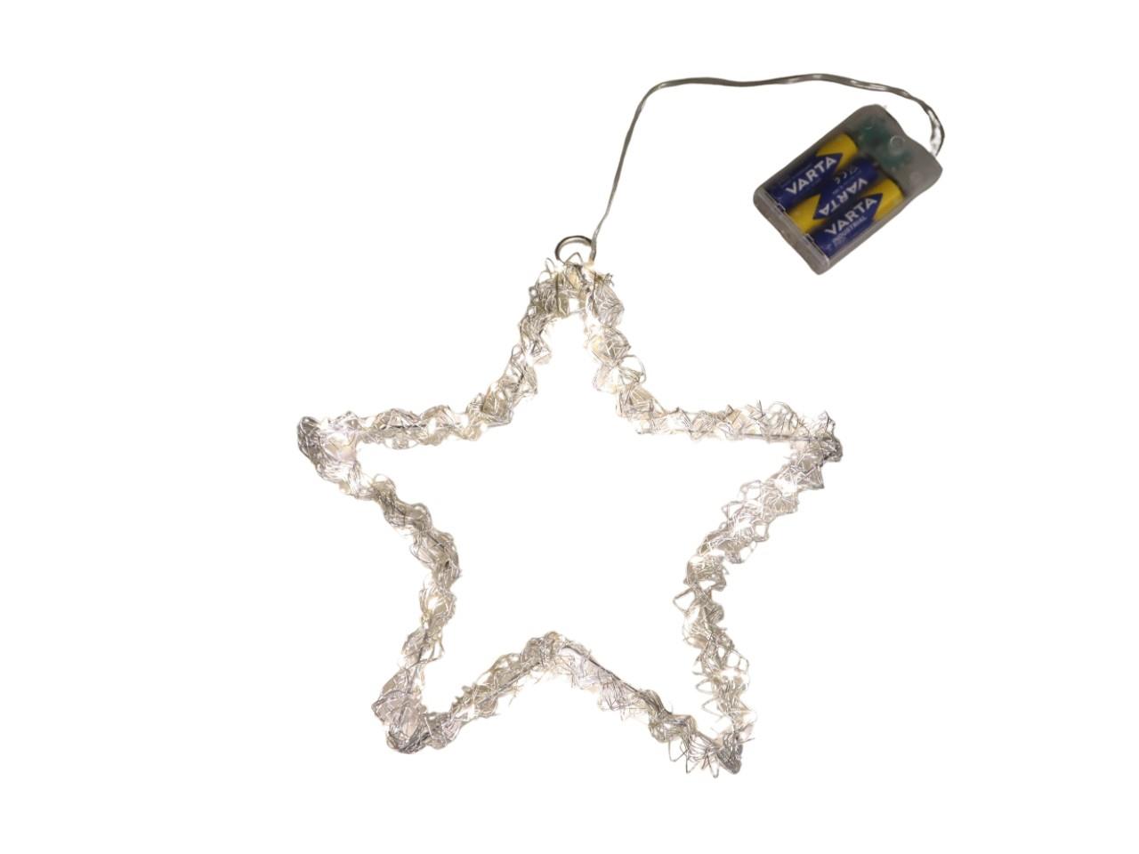 Stern hängend Silberdraht inkl. LED Beleuchtung D25cm