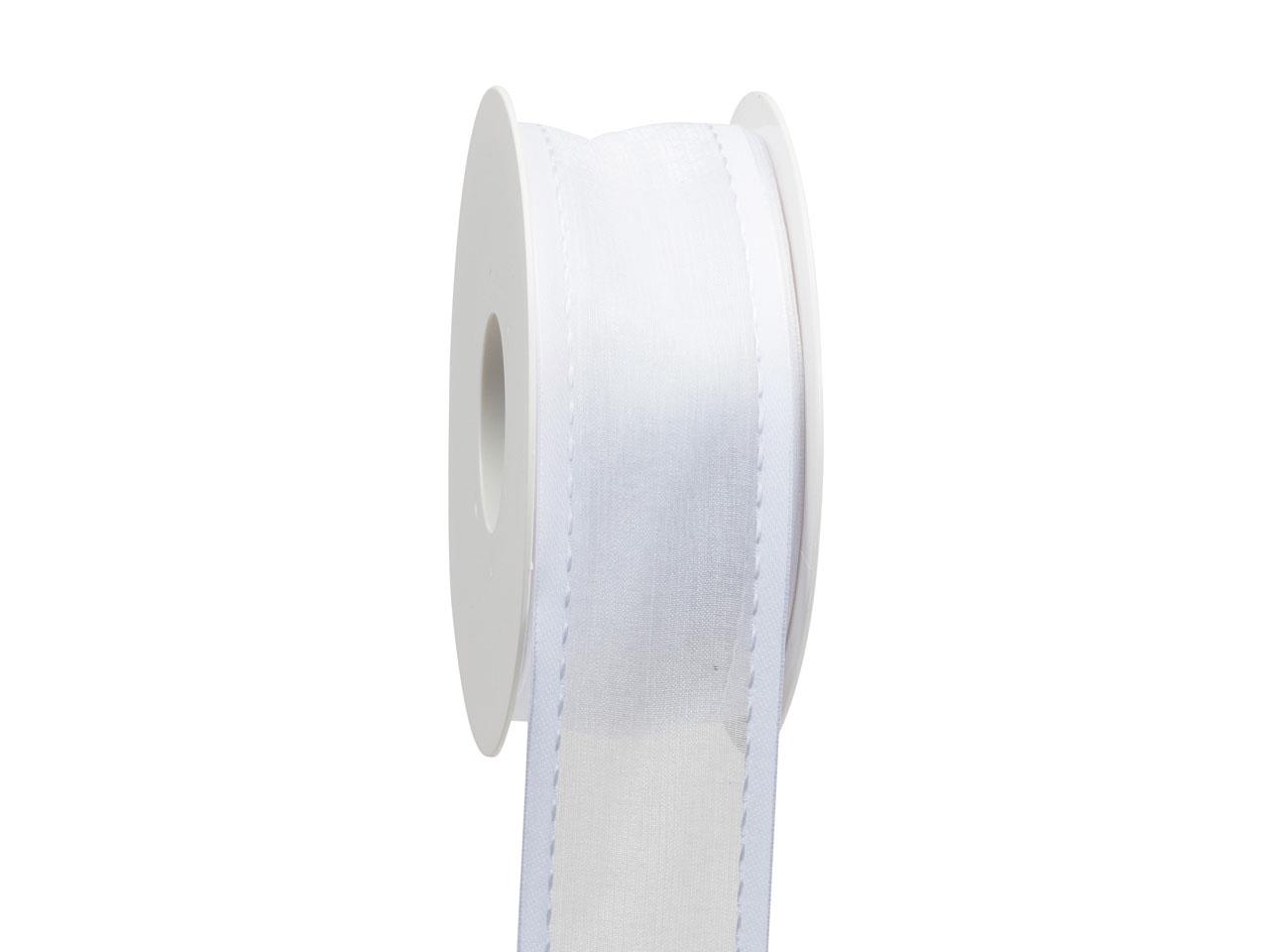 Band Organza mit Stoffkante 40 mm 20 Meter weiss 01