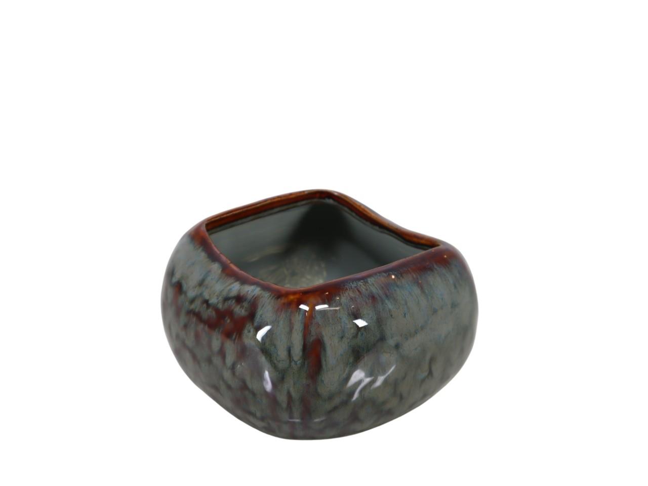 Übertopf Soft Edge viereckig Keramik schlammgrün D 16 cm