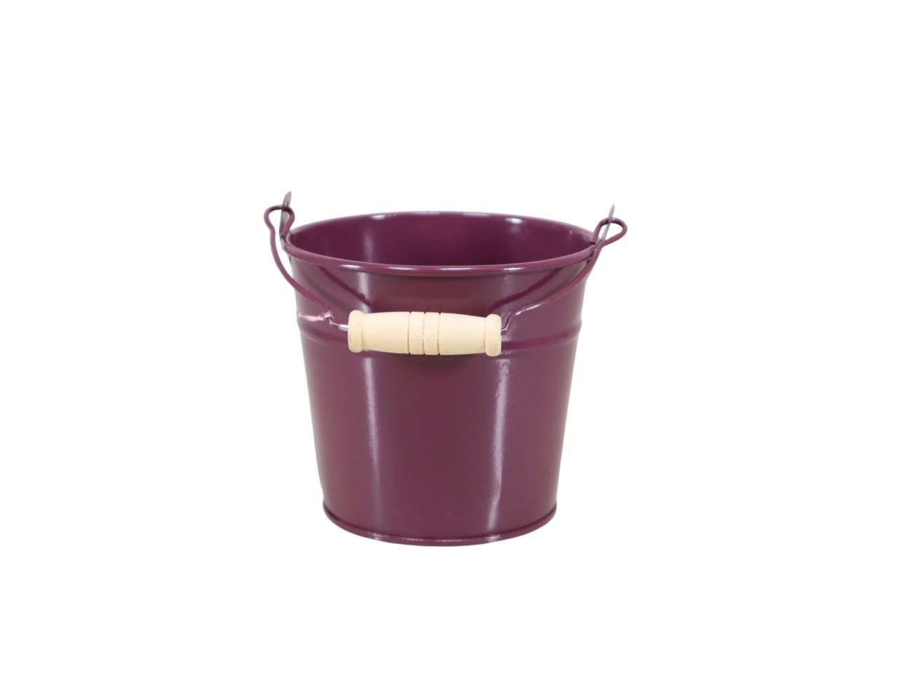 Übertopf mit Henkel Metall aubergine D11,5cm