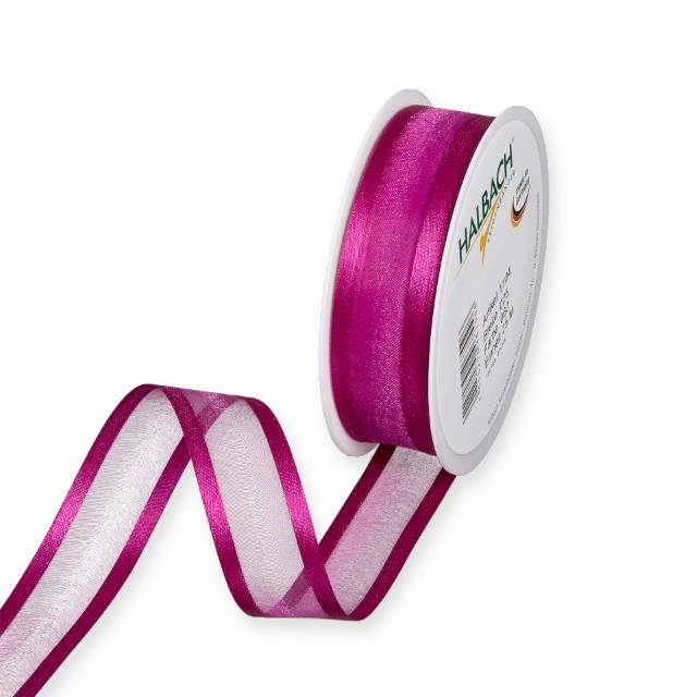 Dekoband Organza/Satin 25 mm 25 Meter pink 60