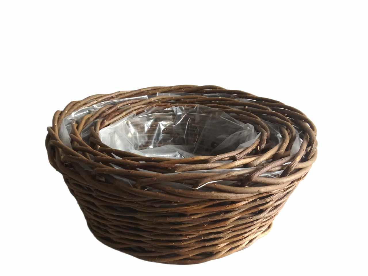 Pflanzkorb rund Weide Set/3 natur D38cm